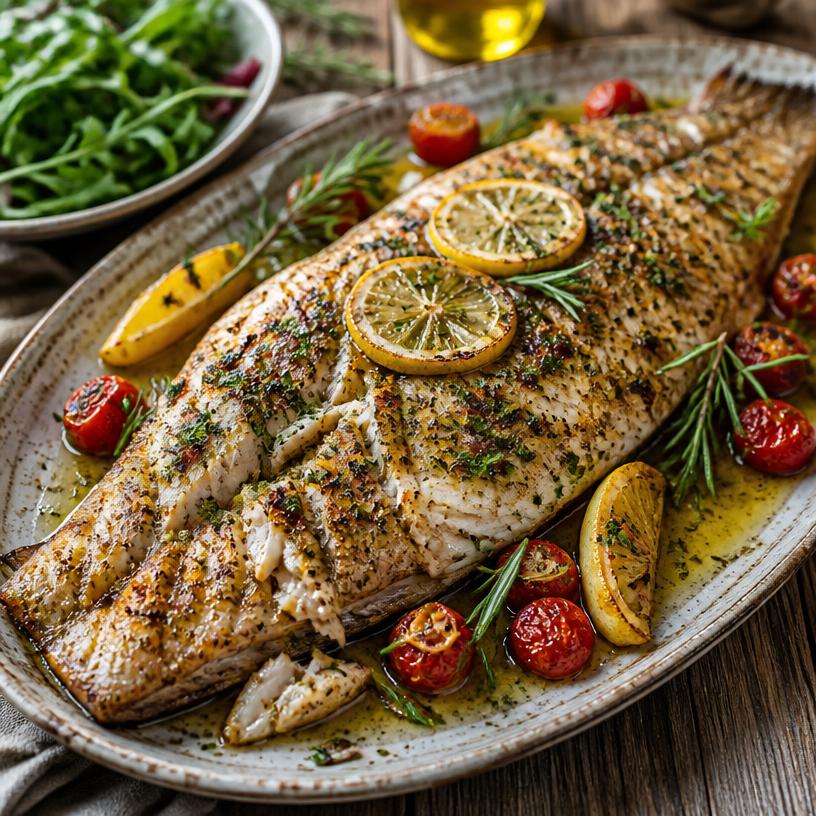 Peixe assado com ervas da Galileia